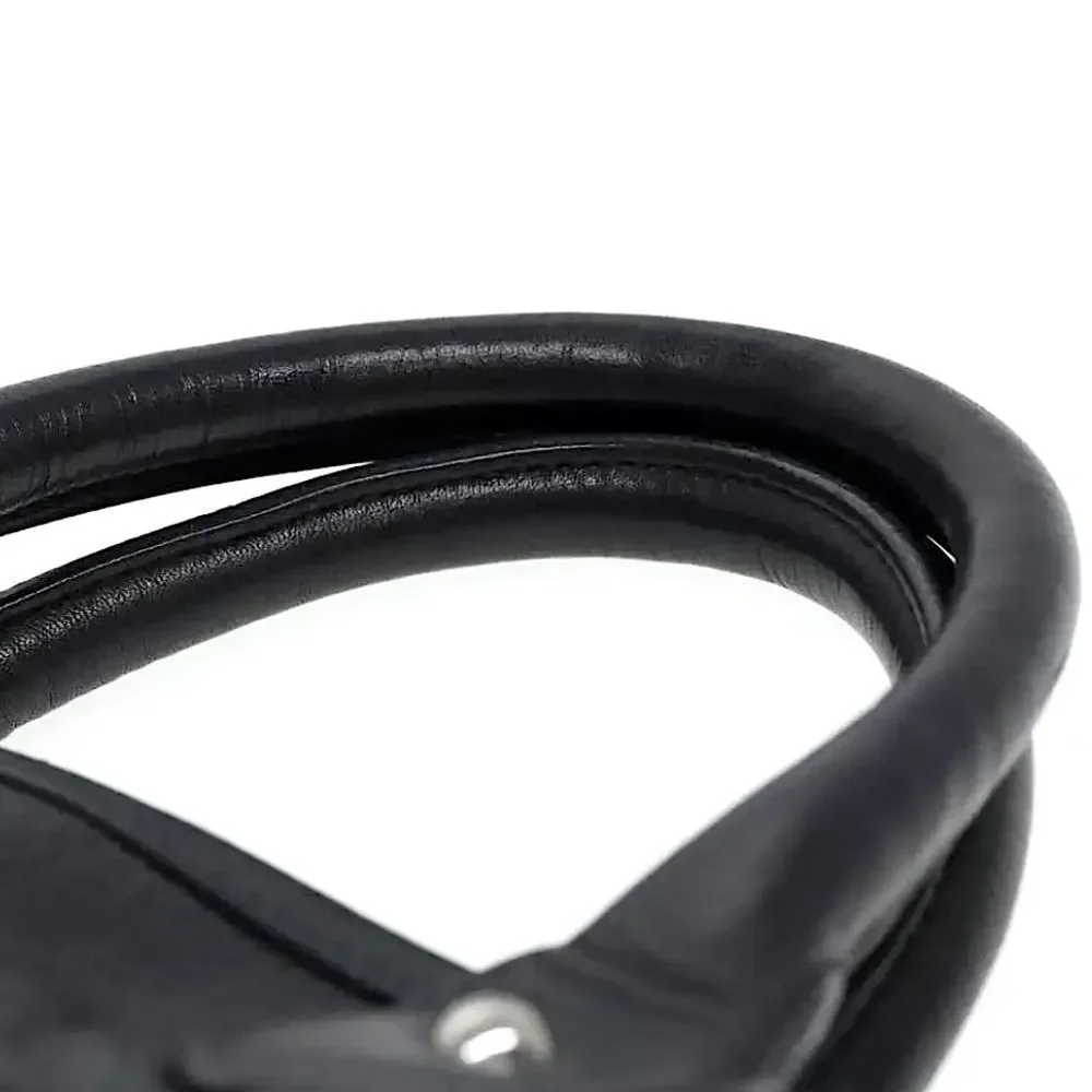 BALLY Black Leather Trainspotting Work Bag Black Striped Adjust Shoulder Strap